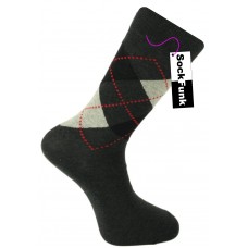 Argyle Socks by Pierre Calvini- Grey with Red Dots